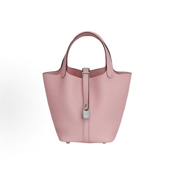 HERMES Picotin Lock 18 Silver Buckle Basket Bucket Bag Handbag 18 Women\'s 3Q RoseSakura Pink